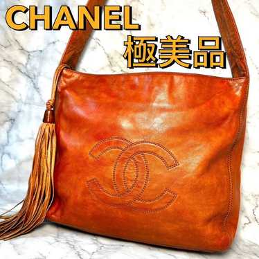 【Superb item】Chanel shoulder bag leather brown fri