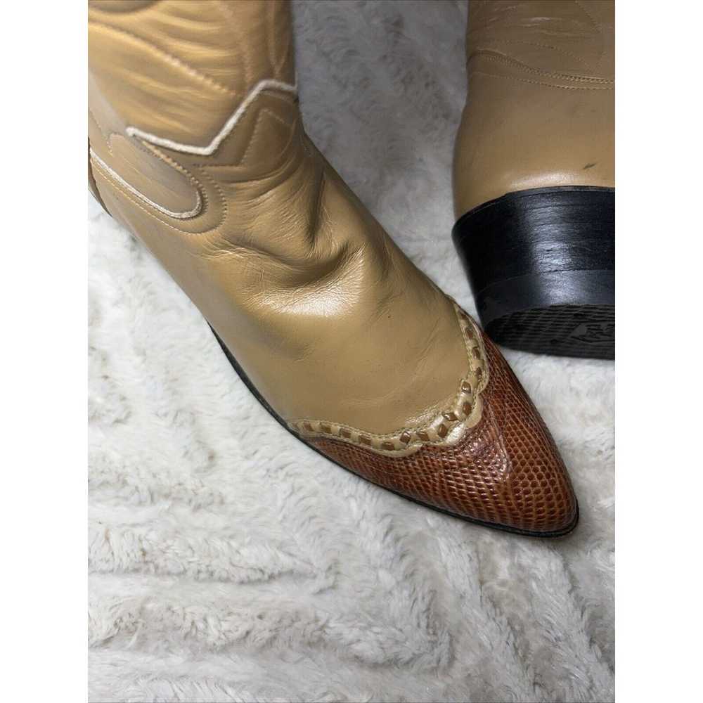 Vintage TONY LAMA Tan Leather Exotic Pointed Toe … - image 6