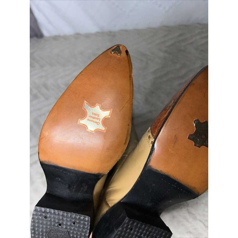 Vintage TONY LAMA Tan Leather Exotic Pointed Toe … - image 9