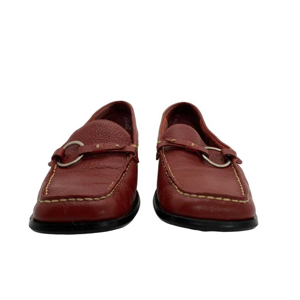 Bass Women's "Ellen" Red Leather Loafers Silver R… - image 3