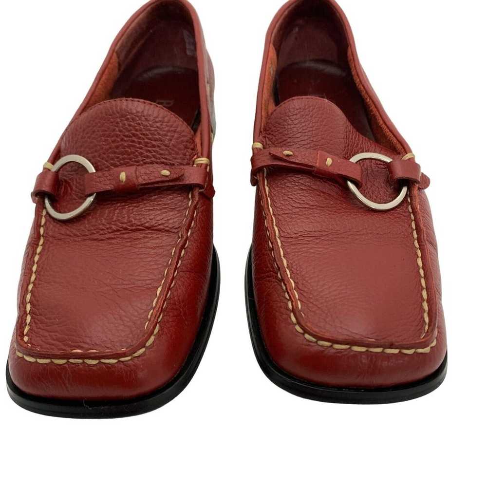 Bass Women's "Ellen" Red Leather Loafers Silver R… - image 4