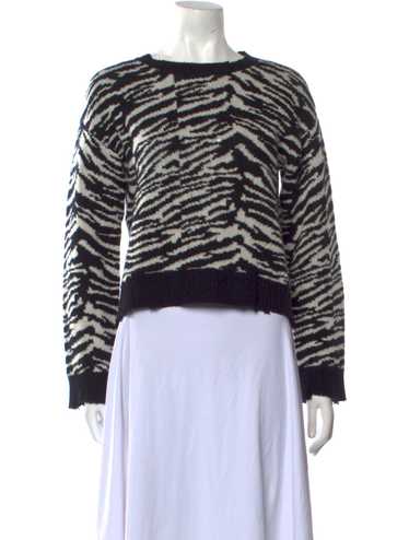 RtA Cashmere Cropped Sweater Black Animal Print L… - image 1