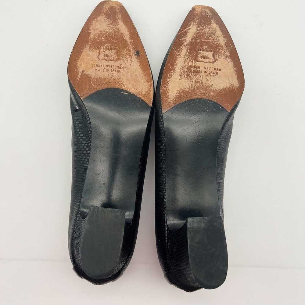 Vintage Stuart Weitzman Croc Design Navy Heels - image 11