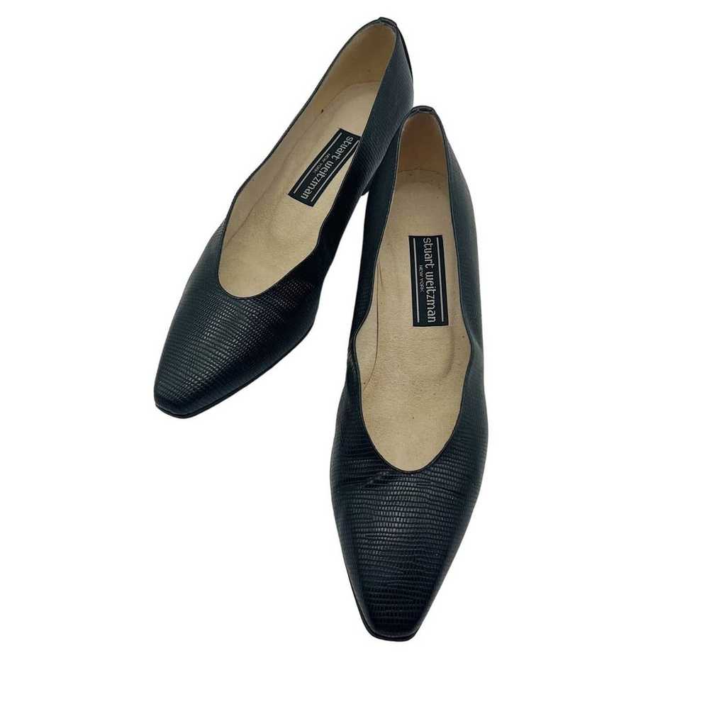 Vintage Stuart Weitzman Croc Design Navy Heels - image 1