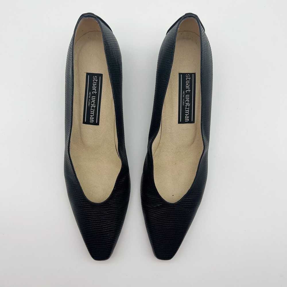 Vintage Stuart Weitzman Croc Design Navy Heels - image 2