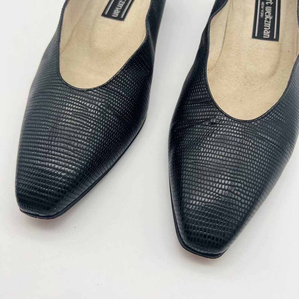 Vintage Stuart Weitzman Croc Design Navy Heels - image 4