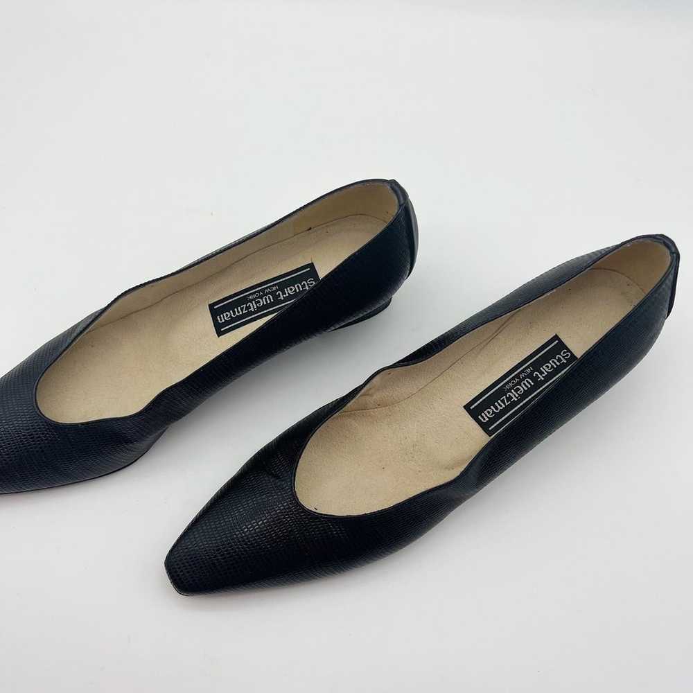 Vintage Stuart Weitzman Croc Design Navy Heels - image 6