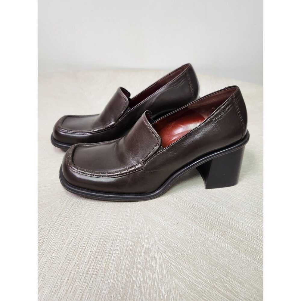 Y2K 90S Nine West Women’s Brown Leather Chunky He… - image 1