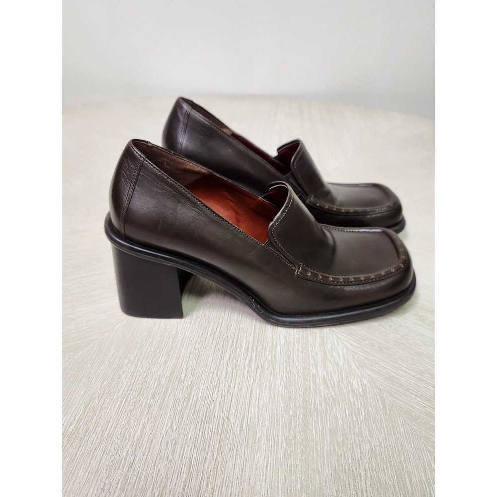 Y2K 90S Nine West Women’s Brown Leather Chunky He… - image 3