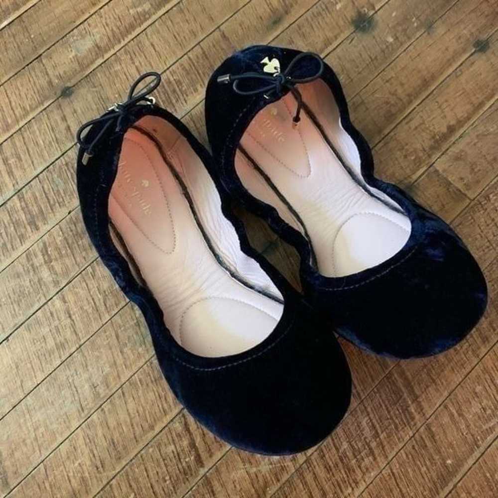 Kate Spade navy blue crushed velvet size 10 balle… - image 1