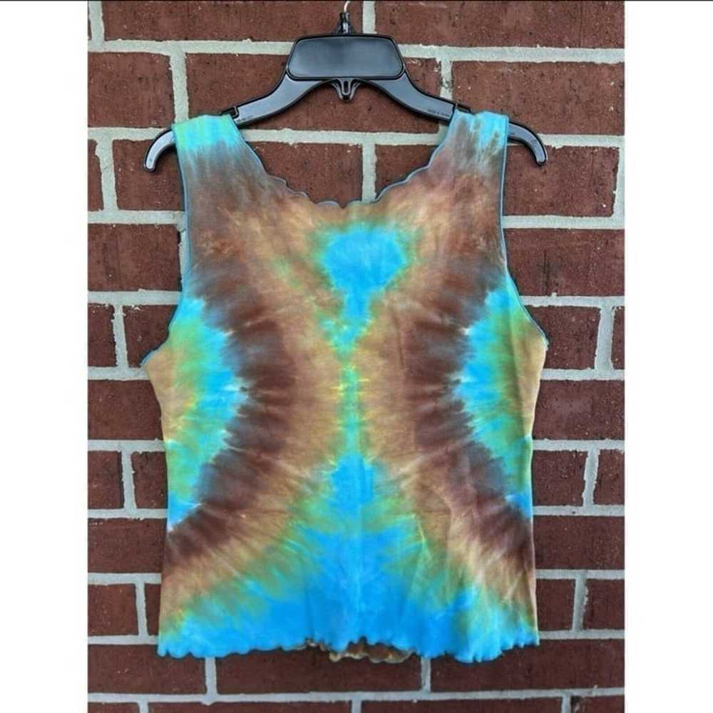 Vintage Y2K Santiki Heart Sequin Tie Dye tank wet… - image 3