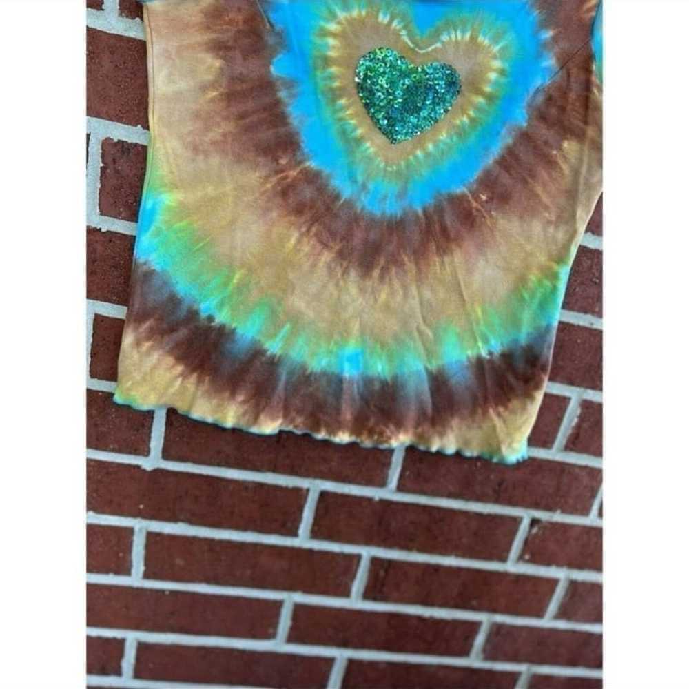 Vintage Y2K Santiki Heart Sequin Tie Dye tank wet… - image 5