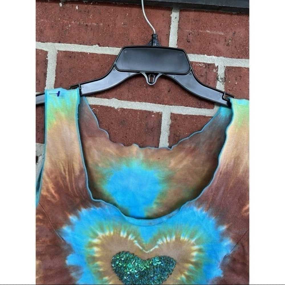 Vintage Y2K Santiki Heart Sequin Tie Dye tank wet… - image 6