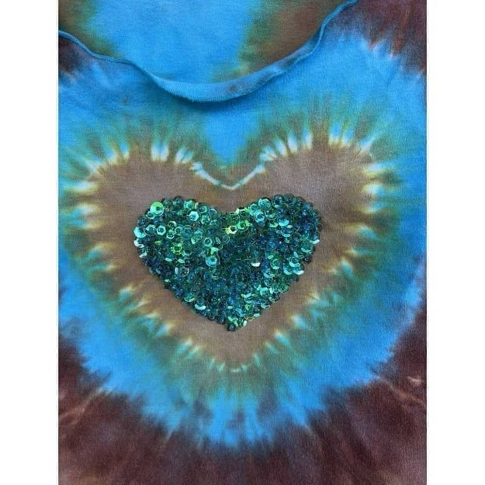 Vintage Y2K Santiki Heart Sequin Tie Dye tank wet… - image 7