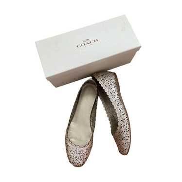 COACH Gold Metallic Ballet Leather Flats Size 10 - image 1