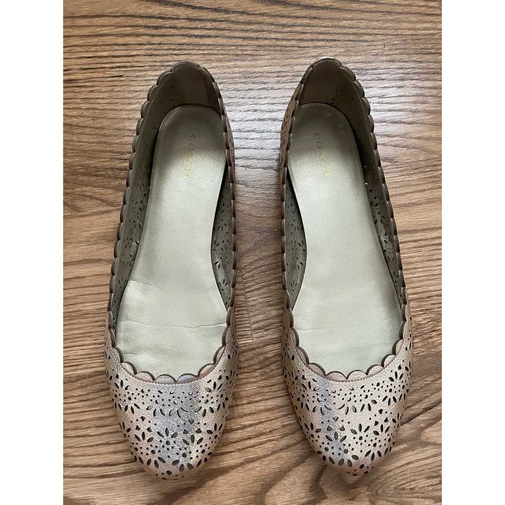 COACH Gold Metallic Ballet Leather Flats Size 10 - image 2