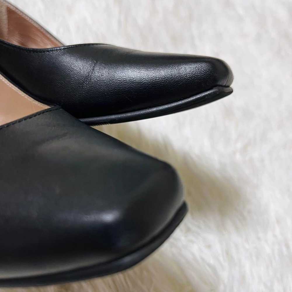 Ginza Kanematsu Square Toe Black Pumps Leather Si… - image 6