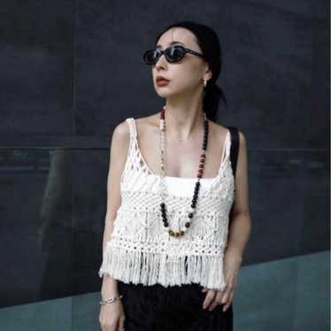 AMERI MEDI 2WAY ETHNIC FRINGE KNIT - image 1