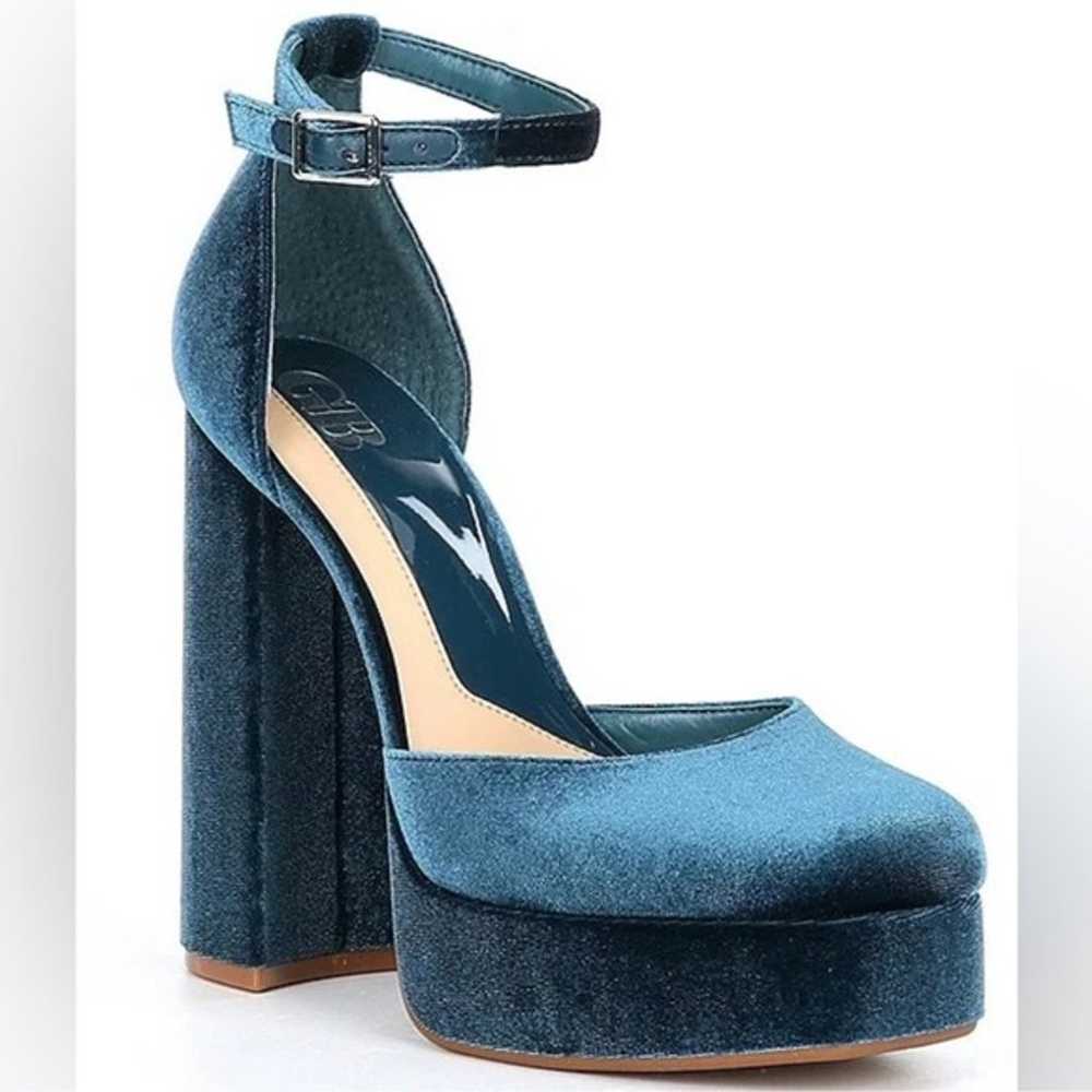 Gianni Bini The Runway Teal Velvet Platform Heel … - image 1