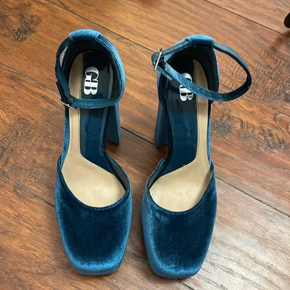 Gianni Bini The Runway Teal Velvet Platform Heel … - image 3