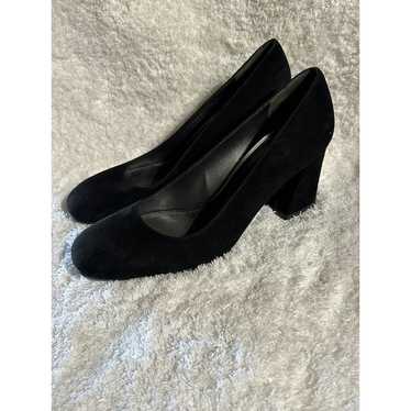 Stuart Weitzman Black Suede Block Heels Pumps Size