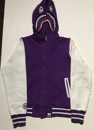 Bape Bape varsity shark hoodie bomber jacket