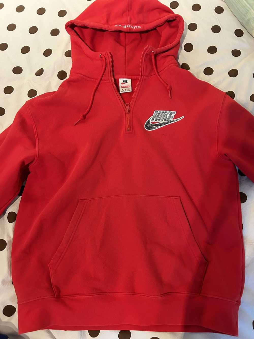 Nike × Supreme Supreme nike red zip up hoodie - image 1