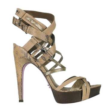 Herve Leger Leather Snake Print Denisa Sandal Hee… - image 1