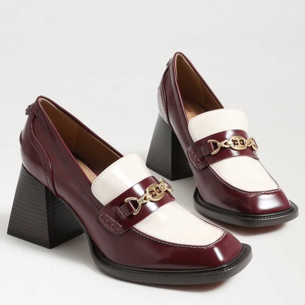 Sam Edelman Burgundy Ivory Leather Heeled Loafer … - image 1