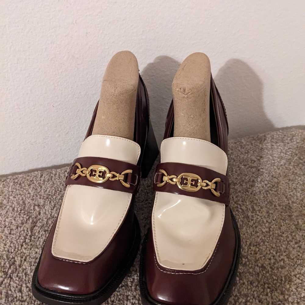 Sam Edelman Burgundy Ivory Leather Heeled Loafer … - image 3