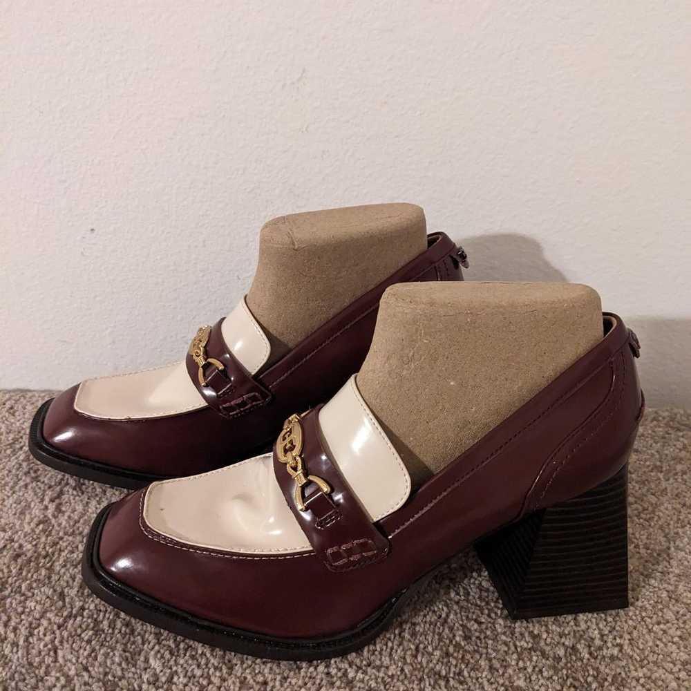 Sam Edelman Burgundy Ivory Leather Heeled Loafer … - image 4