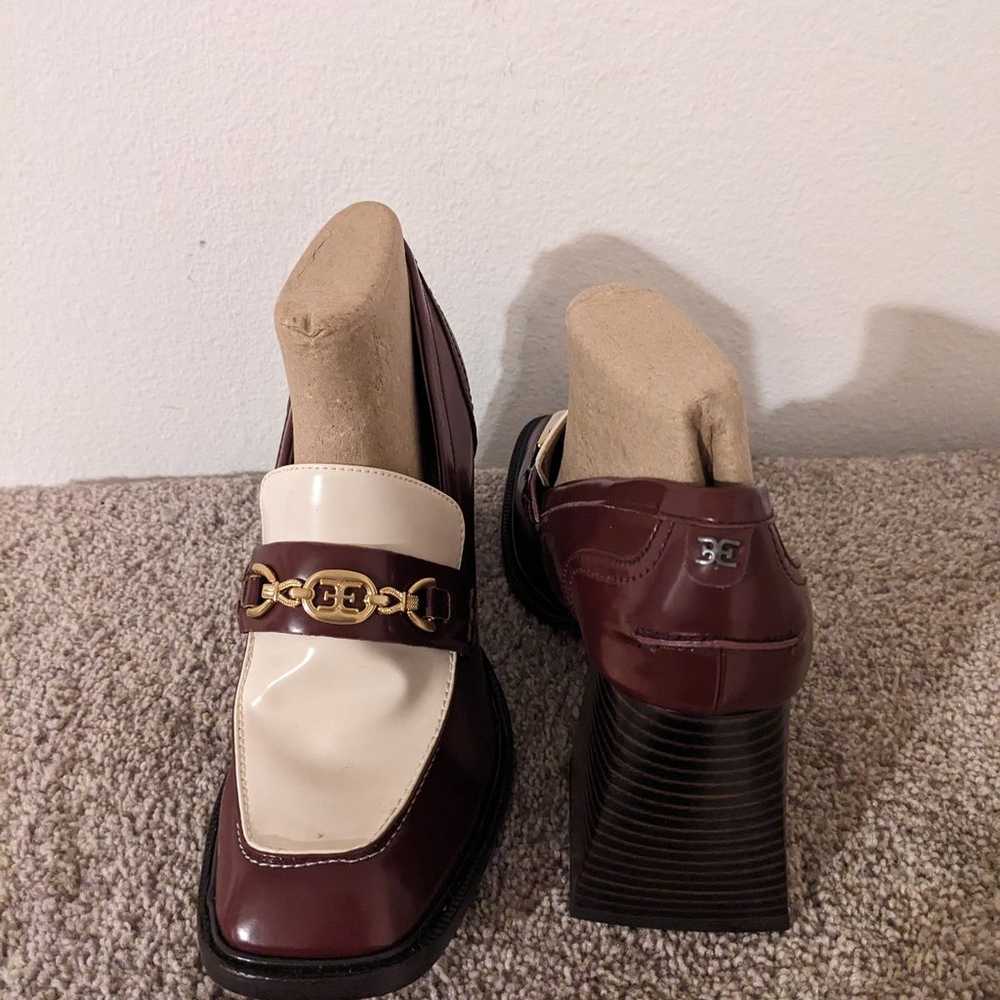 Sam Edelman Burgundy Ivory Leather Heeled Loafer … - image 5