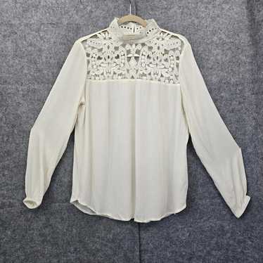 Who WHAT WEAR Blouse Woman Medium Ivory Lace & Sh… - image 1