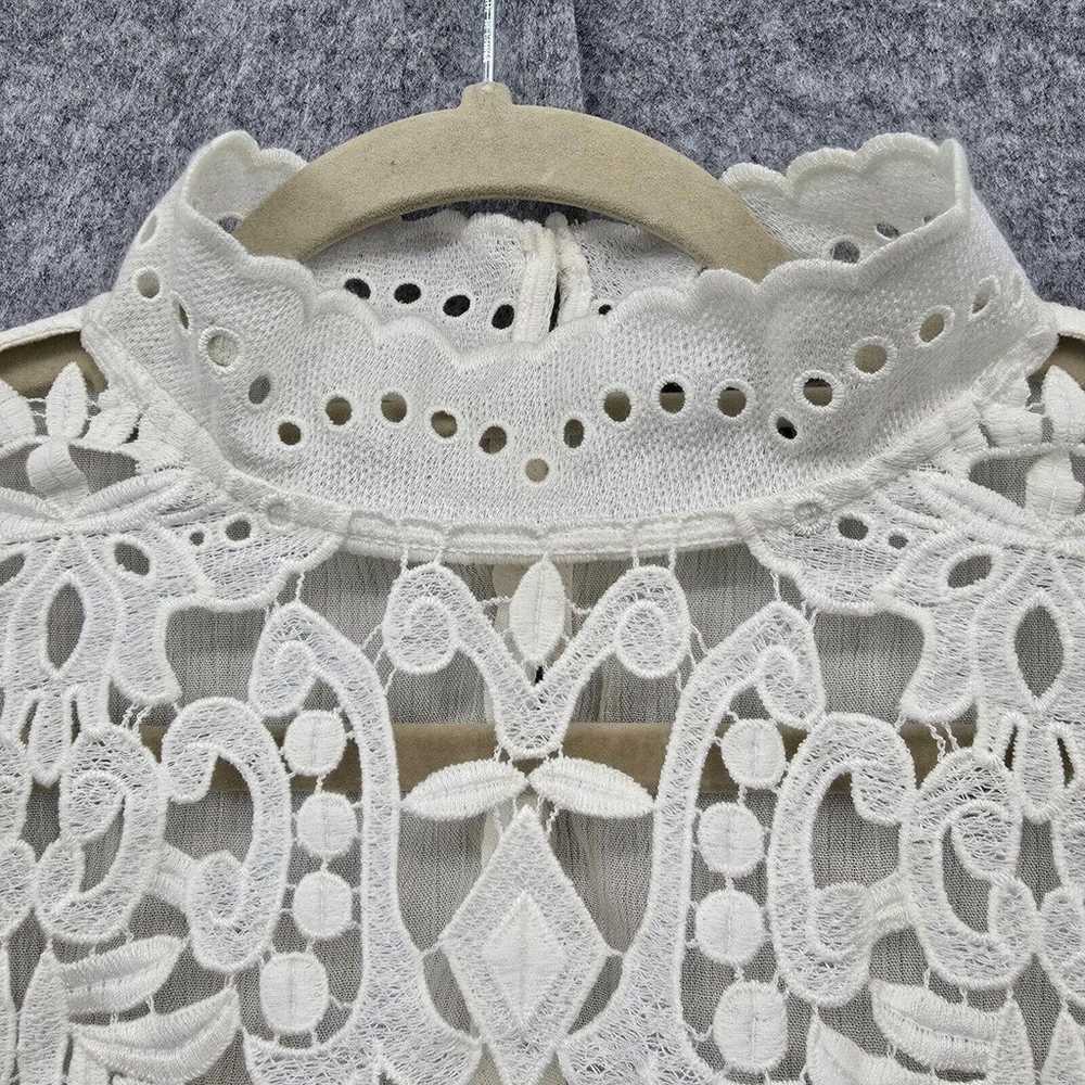 Who WHAT WEAR Blouse Woman Medium Ivory Lace & Sh… - image 9