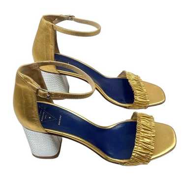 Valentina Rangoni Gold Silver Leather Sandals - N… - image 1