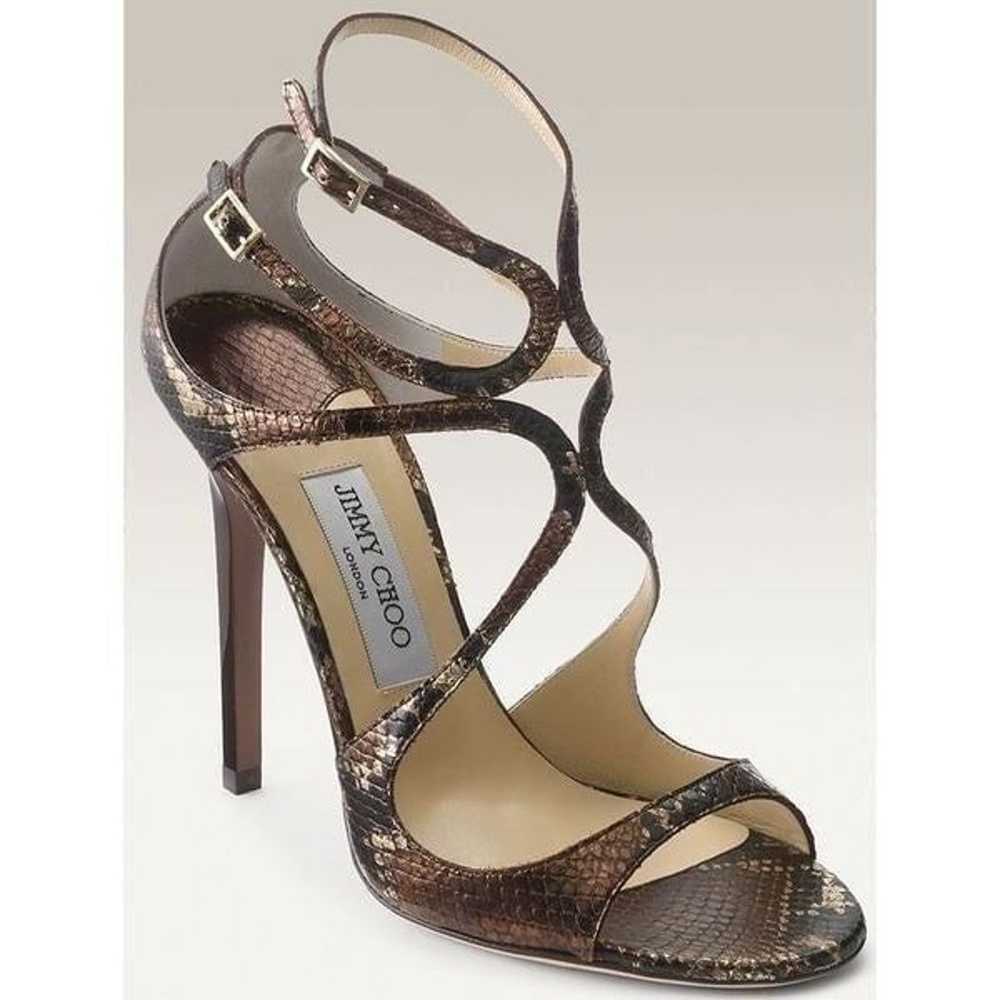 Jimmy Choo metallic bronze heel with snakeskin up… - image 9