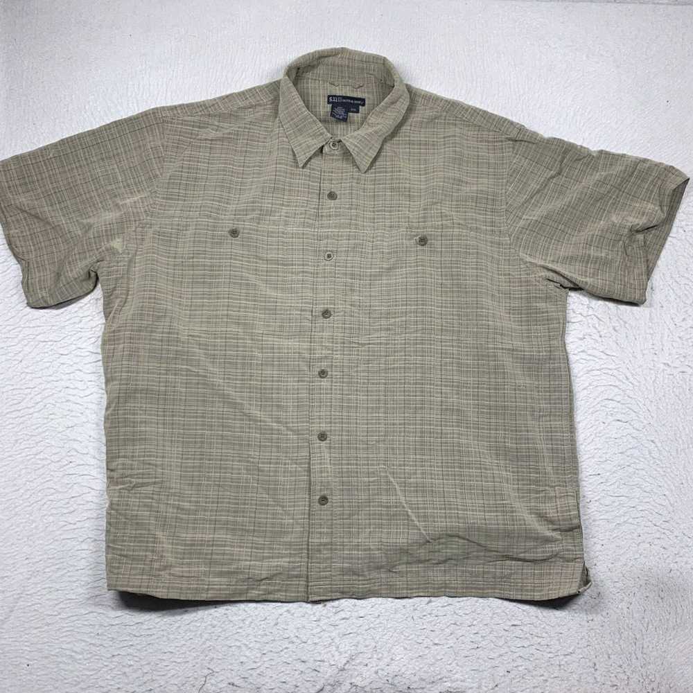 Vintage Mens XXL Brown Plaid 2XL Short Sleeve 5.1… - image 1