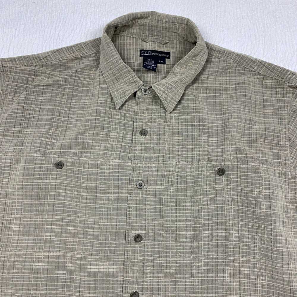 Vintage Mens XXL Brown Plaid 2XL Short Sleeve 5.1… - image 2