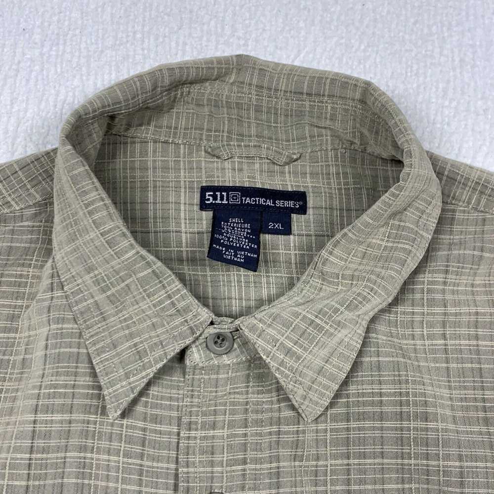 Vintage Mens XXL Brown Plaid 2XL Short Sleeve 5.1… - image 3