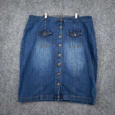 Vintage Ashley Stewart Skirt Womens 20 Blue Denim… - image 1