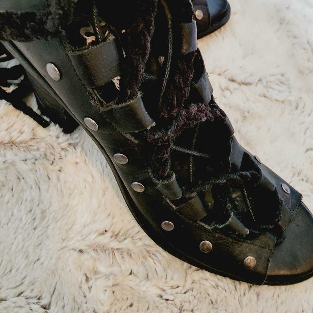 FREE PEOPLE LACE UP BLACK HEELS SIZE 37(6) - image 8