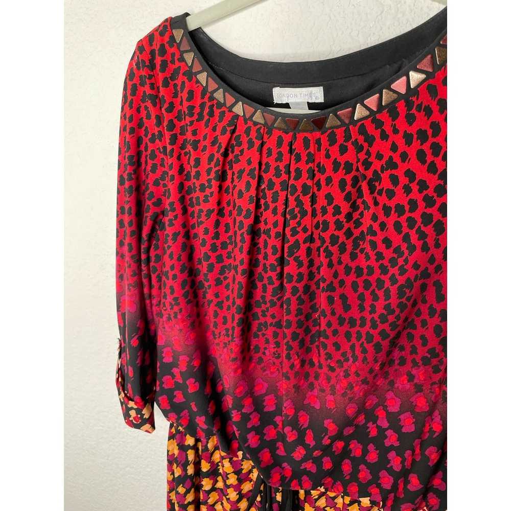 London Times Vibrant Colors Cheetah Print Dress E… - image 5