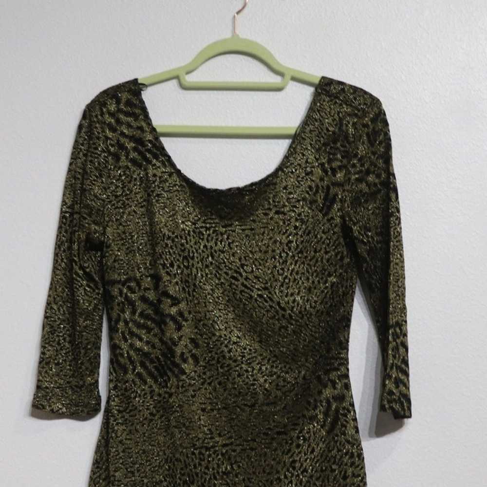 Cecico Gold Cheetah Print Bodycon Dress Sz L - image 2