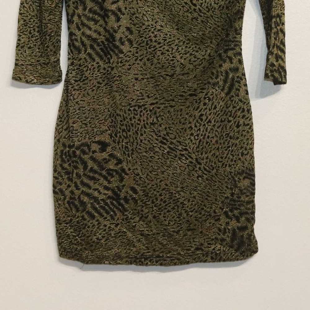 Cecico Gold Cheetah Print Bodycon Dress Sz L - image 3