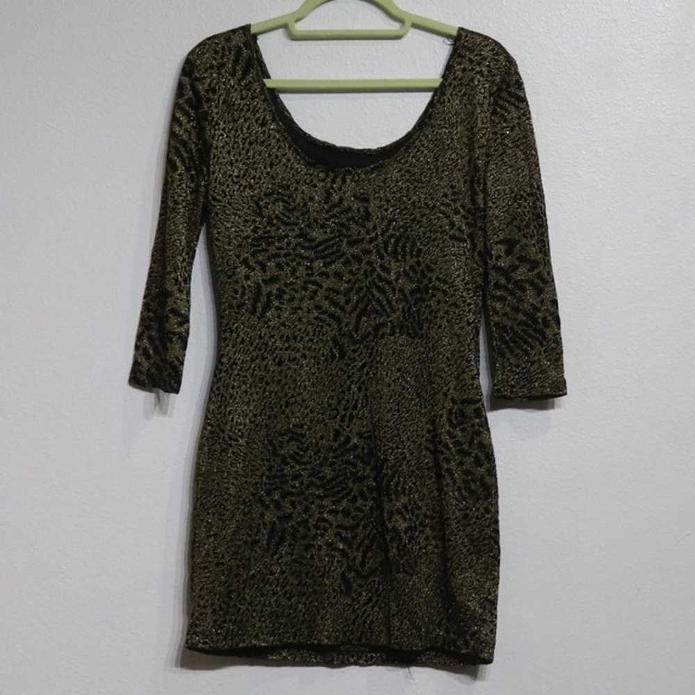 Cecico Gold Cheetah Print Bodycon Dress Sz L - image 5