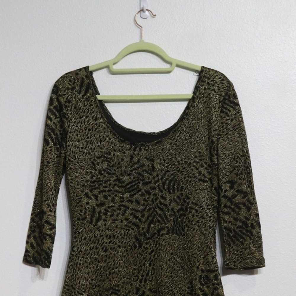 Cecico Gold Cheetah Print Bodycon Dress Sz L - image 6