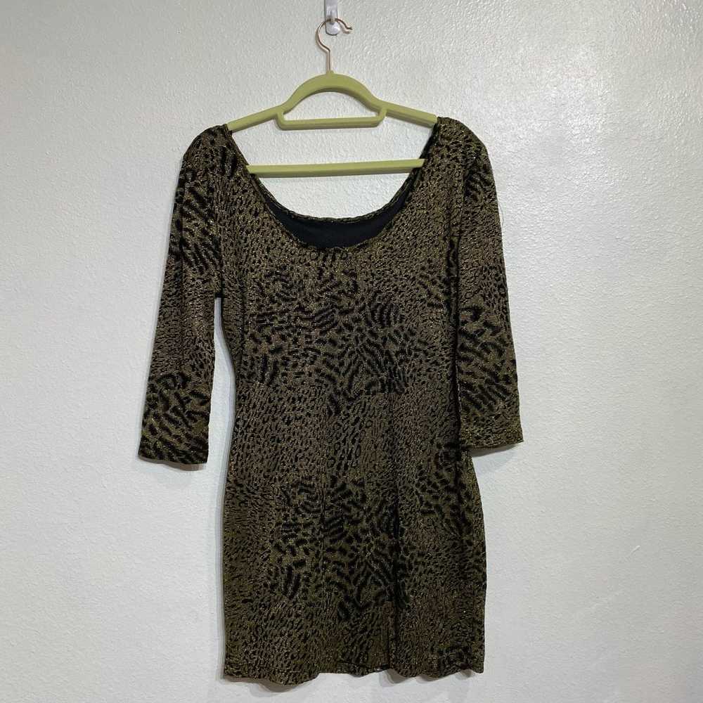 Cecico Gold Cheetah Print Bodycon Dress Sz L - image 8