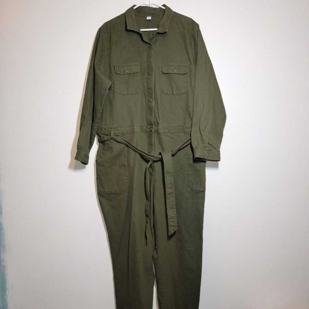 Old Navy Green Utility Canvas Jumpsuit XXL - image 2