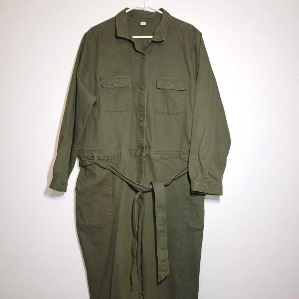 Old Navy Green Utility Canvas Jumpsuit XXL - image 3