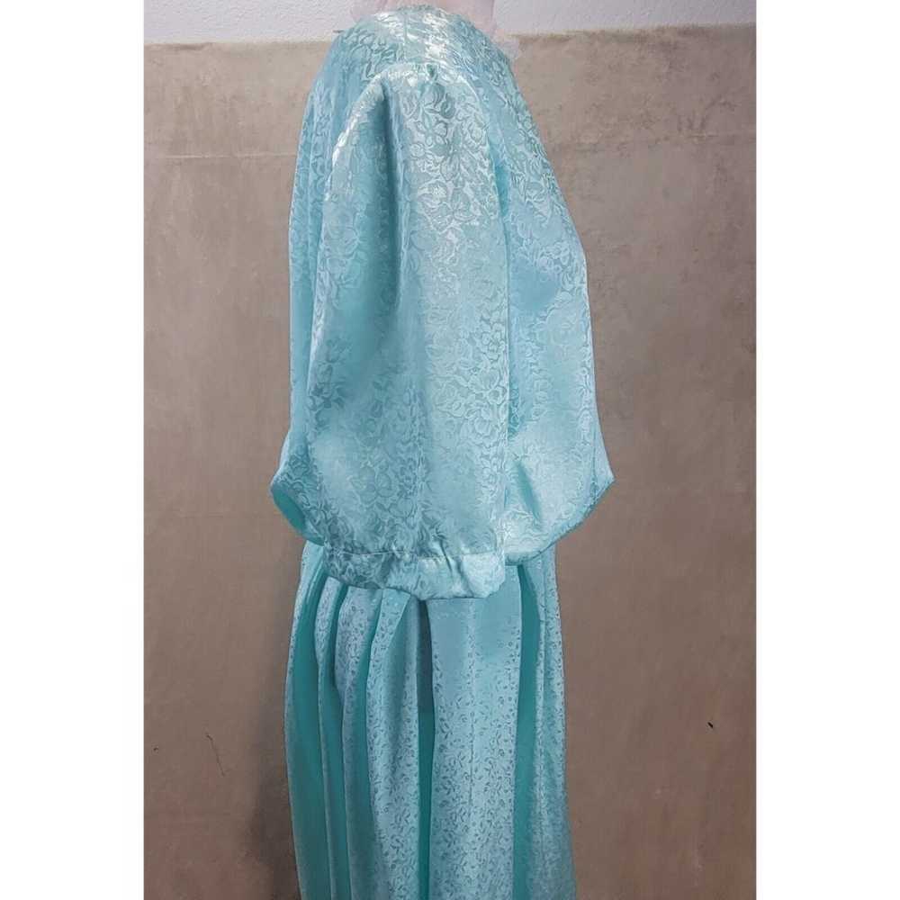 1970's Handmade Aqua Green Half Sleeve Satin Maxi… - image 5